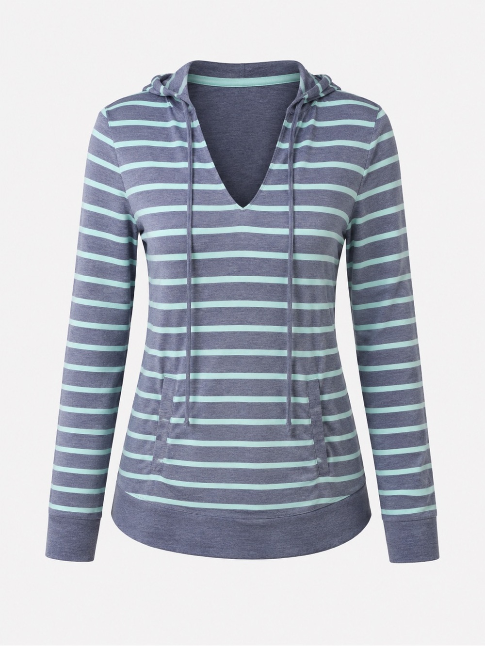 HIHO 100% Linen Striped Hooded Sweater Lavender & Mint Green Size S